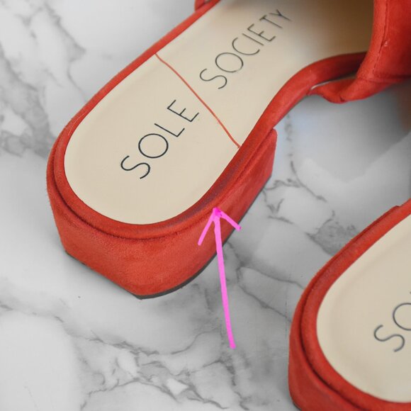 Sole Society So-Valentina Ruffle Flat Color Orange Coral Size 6 - Picture 6 of 6